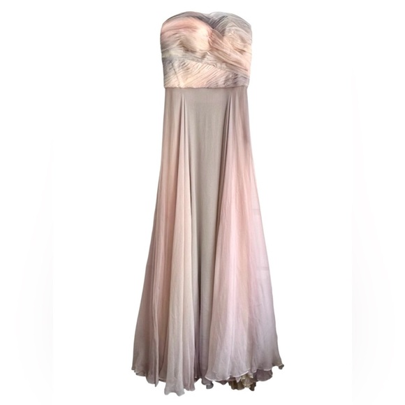 Ralph Lauren Collection Dresses & Skirts - Vintage 1991 Ralph Lauren Silk Chiffon Strapless Formal Gown Ombré Scarf Size 8